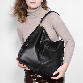 Women Large Capacity Handbag Tote Bag Tassel PU Leather Shoulder Bag