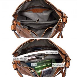Women Large Capacity Handbag Tote Bag Tassel PU Leather Shoulder Bag