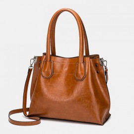 Women Large Capacity Oil Wax Handbag Crossbody Bag