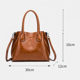 Women Large Capacity Oil Wax Handbag Crossbody Bag