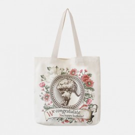 Women Large Capacity Printed Casual Canvas Tote Shoulder Bag