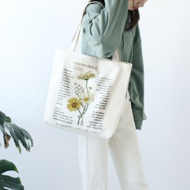 Women Large Capacity Printed Casual Canvas Tote Shoulder Bag