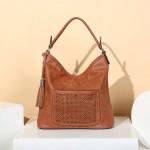 Women Laser Cut Bag Tassel Rivet Tote Bag
