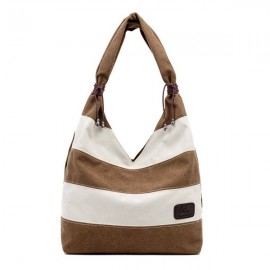 Women Leisure Canvas Stripe Handbag Shopping Tote Bag Big Bag