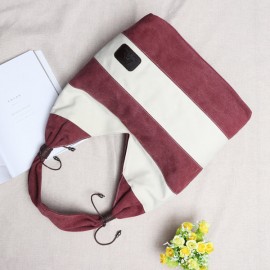 Women Leisure Canvas Stripe Handbag Shopping Tote Bag Big Bag