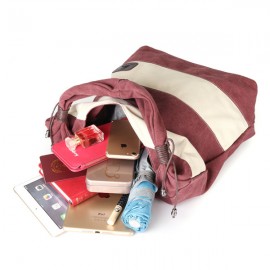 Women Leisure Canvas Stripe Handbag Shopping Tote Bag Big Bag