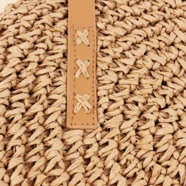 Women Leisure Round Straw Bag Woven Beach Bag Shoulder Bag