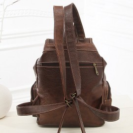 Women Men PU Leather Vintage Shoulder Bag School Bag Backpack