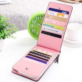 Women Microfiber Leather Multi-Card Slots Wallet Card Holders Phone Bag