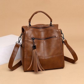 Women Multi-Carry Anti theft Tassel Multi-pocket Crossbody Bag Backpack