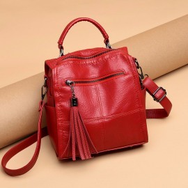 Women Multi-Carry Anti theft Tassel Multi-pocket Crossbody Bag Backpack
