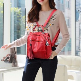 Women Multi-Carry Anti theft Tassel Multi-pocket Crossbody Bag Backpack