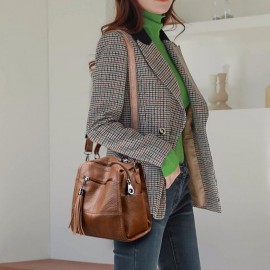 Women Multi-Carry Anti theft Tassel Multi-pocket Crossbody Bag Backpack