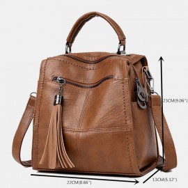 Women Multi-Carry Anti theft Tassel Multi-pocket Crossbody Bag Backpack