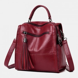 Women Multi-Carry Anti theft Tassel Multi-pocket Crossbody Bag Backpack