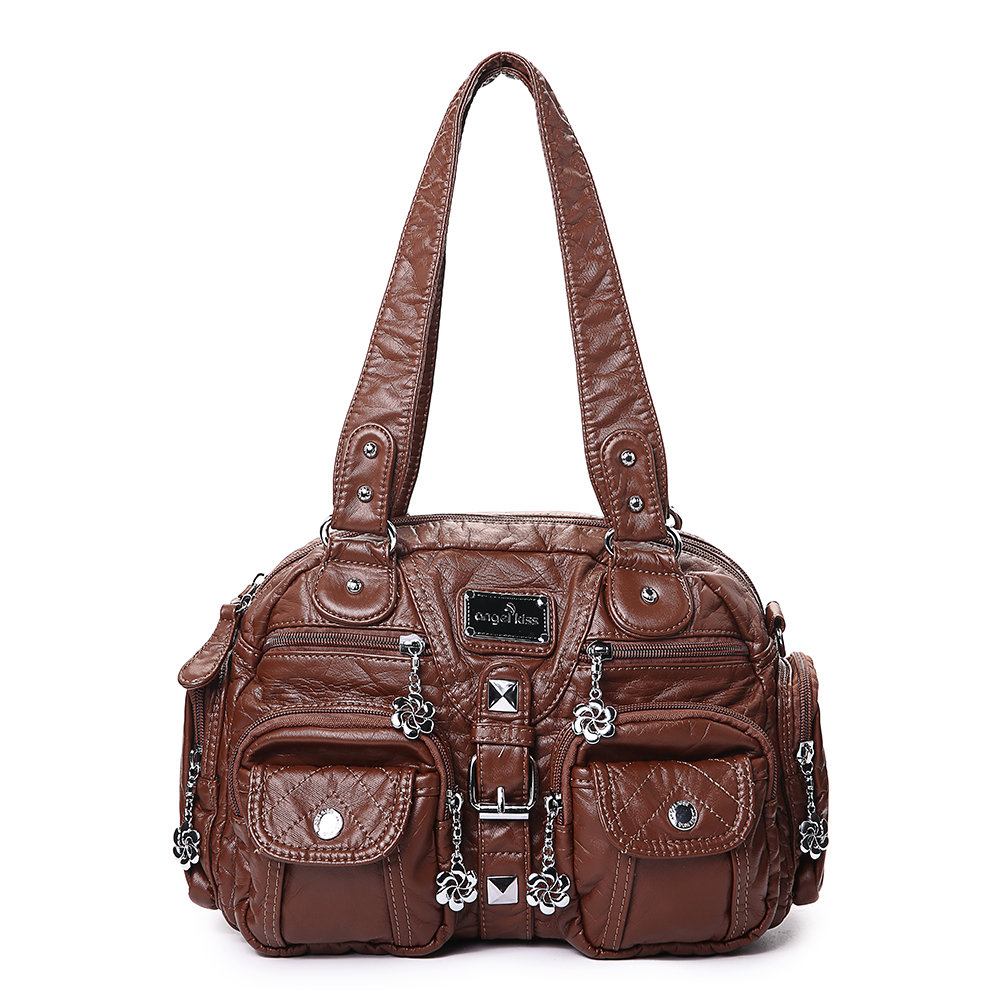 Women Multi-Pocket Casual Crossbody Bag Soild Shoulder Bag