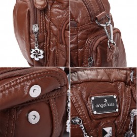 Women Multi-Pocket Casual Crossbody Bag Soild Shoulder Bag