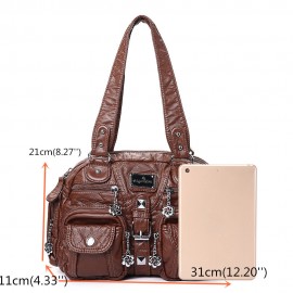 Women Multi-Pocket Casual Crossbody Bag Soild Shoulder Bag
