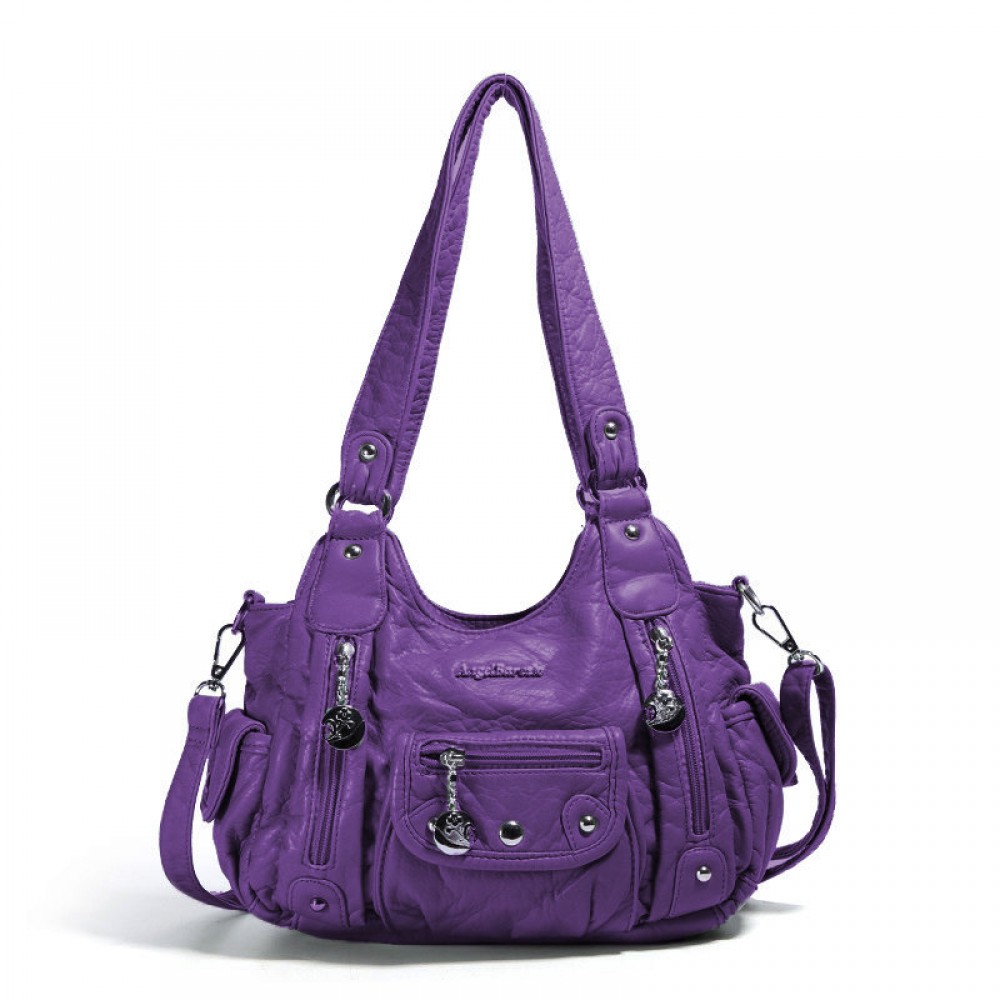 Women Multi-Pocket Crossbody Bag Soft Leather Shoulder Bag