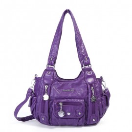 Women Multi-Pocket Crossbody Bag Soft Leather Shoulder Bag