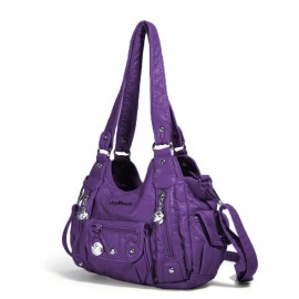 Women Multi-Pocket Crossbody Bag Soft Leather Shoulder Bag
