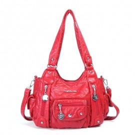 Women Multi-Pocket Crossbody Bag Soft Leather Shoulder Bag