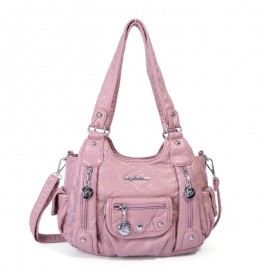 Women Multi-Pocket Crossbody Bag Soft Leather Shoulder Bag