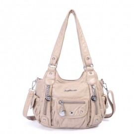 Women Multi-Pocket Crossbody Bag Soft Leather Shoulder Bag