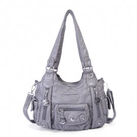 Women Multi-Pocket Crossbody Bag Soft Leather Shoulder Bag