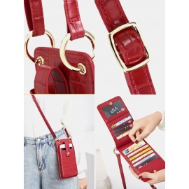 Women Multi-card Slots Alligator Pattern Print 6.5 Inch Phone Bag Crossbody Bag