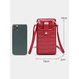 Women Multi-card Slots Alligator Pattern Print 6.5 Inch Phone Bag Crossbody Bag