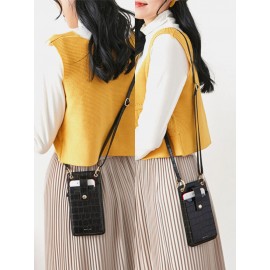 Women Multi-card Slots Alligator Pattern Print 6.5 Inch Phone Bag Crossbody Bag
