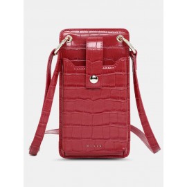 Women Multi-card Slots Alligator Pattern Print 6.5 Inch Phone Bag Crossbody Bag