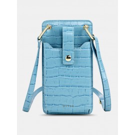 Women Multi-card Slots Alligator Pattern Print 6.5 Inch Phone Bag Crossbody Bag