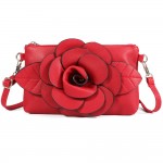 Women Multi-carry Casual Clutch Bag PU Leather Flower Crossbody Bag Shoulder Bag