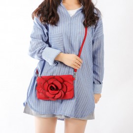 Women Multi-carry Casual Clutch Bag PU Leather Flower Crossbody Bag Shoulder Bag