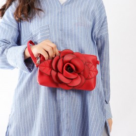 Women Multi-carry Casual Clutch Bag PU Leather Flower Crossbody Bag Shoulder Bag