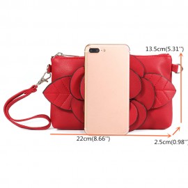 Women Multi-carry Casual Clutch Bag PU Leather Flower Crossbody Bag Shoulder Bag