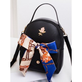 Women Multi-carry Silk Scarf Bowknot Handbag Satchel Bag Crossbody Bag Backpack