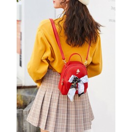 Women Multi-carry Silk Scarf Bowknot Handbag Satchel Bag Crossbody Bag Backpack