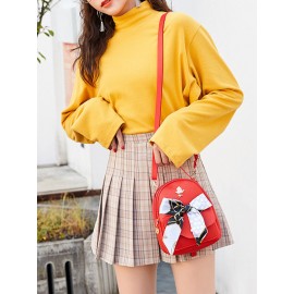Women Multi-carry Silk Scarf Bowknot Handbag Satchel Bag Crossbody Bag Backpack