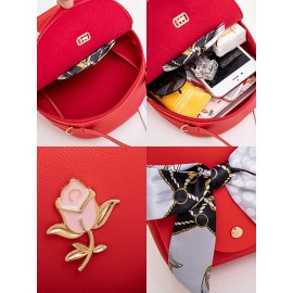 Women Multi-carry Silk Scarf Bowknot Handbag Satchel Bag Crossbody Bag Backpack
