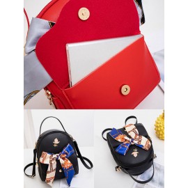 Women Multi-carry Silk Scarf Bowknot Handbag Satchel Bag Crossbody Bag Backpack