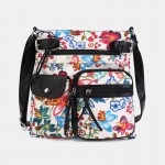 Women Multicolor Printing Waterproof Multi-pocket Anti-theft Crossbody Bag Shoulder Bag
