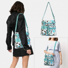Women Multicolor Printing Waterproof Multi-pocket Anti-theft Crossbody Bag Shoulder Bag