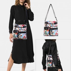 Women Multicolor Printing Waterproof Multi-pocket Anti-theft Crossbody Bag Shoulder Bag