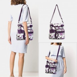 Women Multicolor Printing Waterproof Multi-pocket Anti-theft Crossbody Bag Shoulder Bag