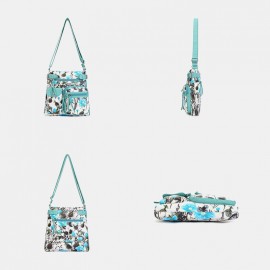 Women Multicolor Printing Waterproof Multi-pocket Anti-theft Crossbody Bag Shoulder Bag