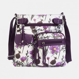 Women Multicolor Printing Waterproof Multi-pocket Anti-theft Crossbody Bag Shoulder Bag