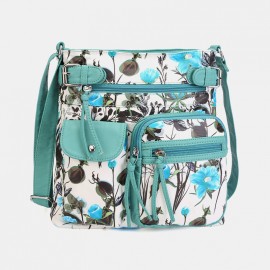 Women Multicolor Printing Waterproof Multi-pocket Anti-theft Crossbody Bag Shoulder Bag